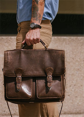 man with briefcase in profile